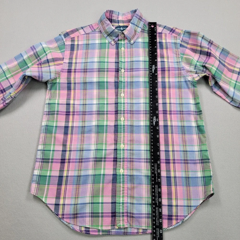 Kids Ralph‎ Lauren Plaid Button Down Shirt, Pink/Green, Size 14-16, Pre-Owned